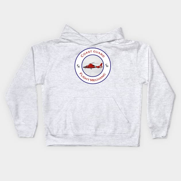 Flight mechanic -  US Coast Guard Search and Rescue Helicopter - Dolphin Kids Hoodie by AJ techDesigns